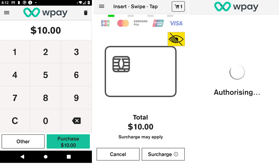 Transaction entered and authorising