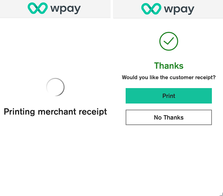 Option to print receipt screens