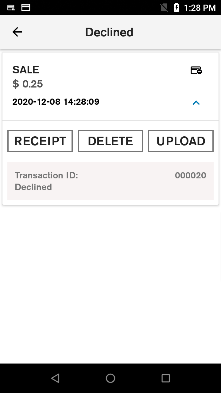 SAF diagnostic declined screen
