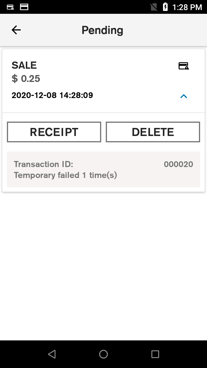 SAF diagnostic pending view screens