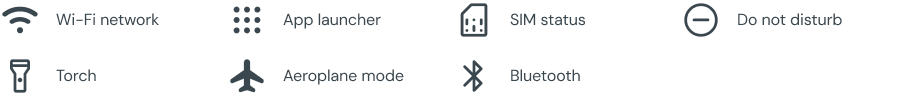 List of quick settings icons