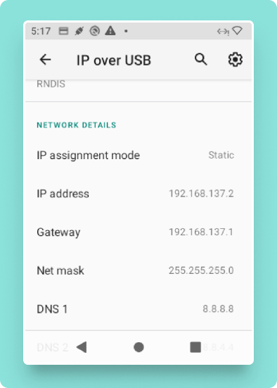 IP over USB network details