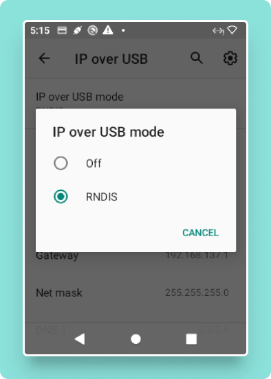 Popup to enable RNDIS