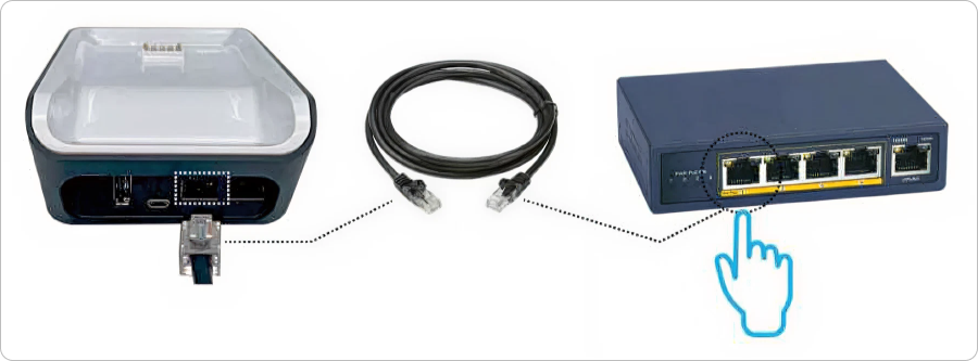 Connecting the Ethernet cable to the base