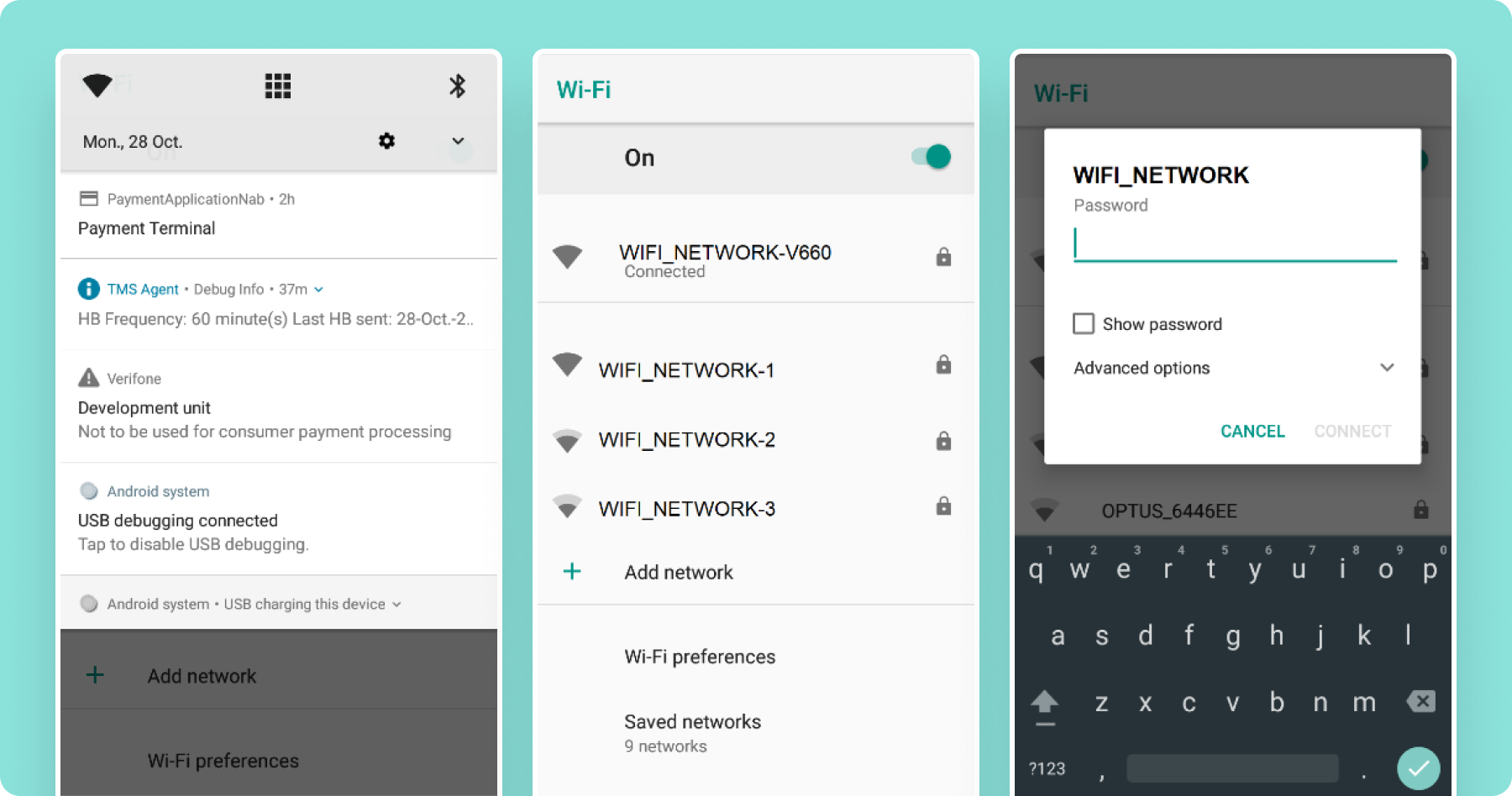 Terminal choices to set up Wi-fi