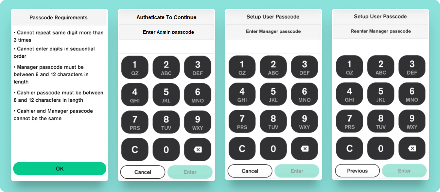 Authenticate passcode changes