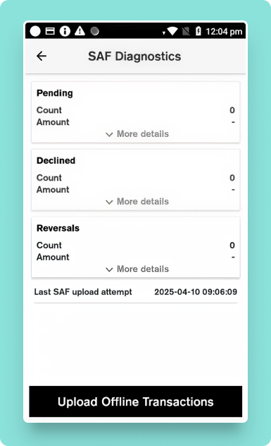SAF diagnostic screen